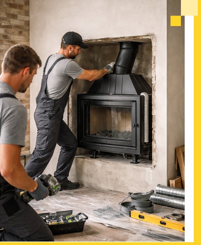Установка каминных топок в Прокопьевске: монтаж, подключение