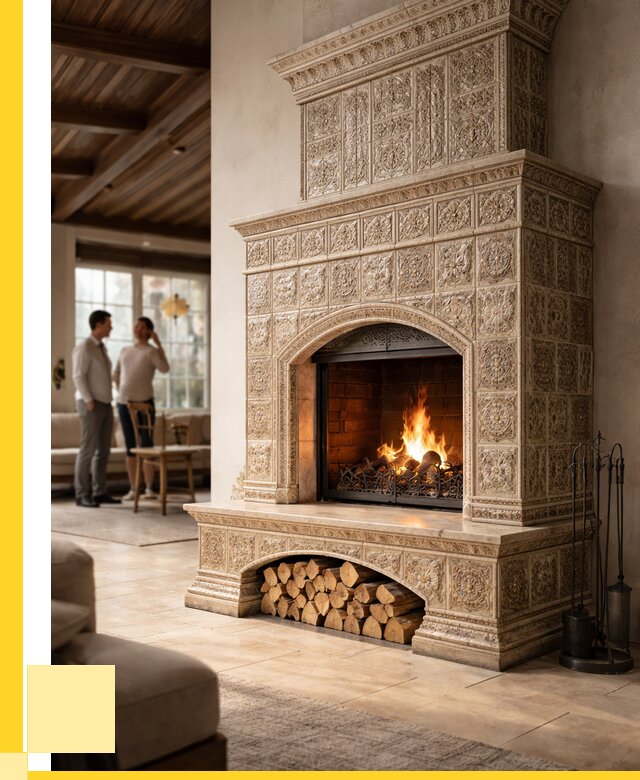 Купить изразцовый камин в Прокопьевске от 258425 р. | ЭриданПрк