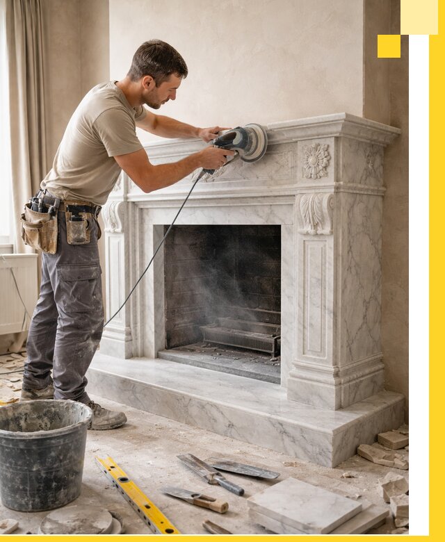 Изготовление и установка мраморных каминов в Прокопьевске под ключ