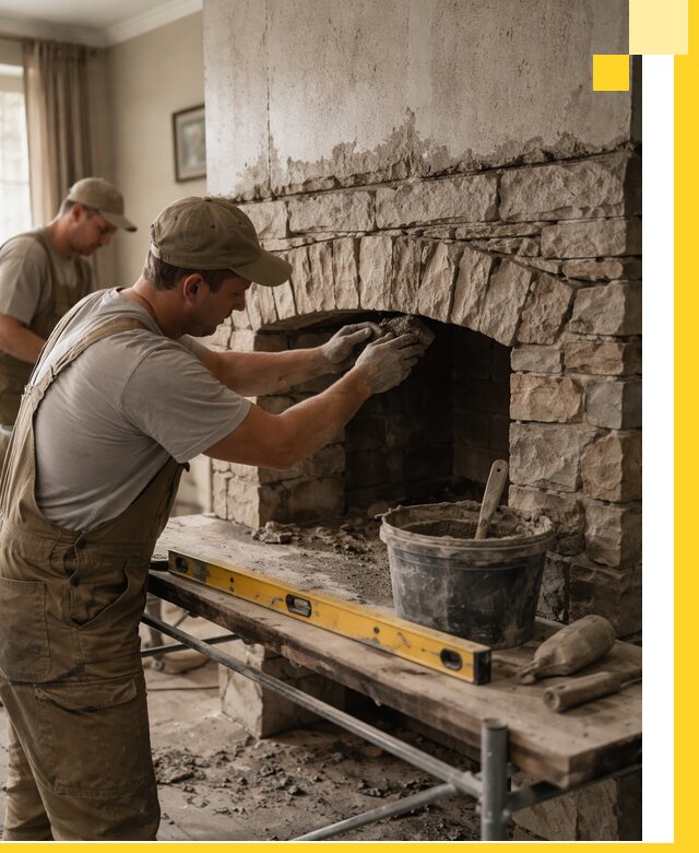 Изготовление каминов под ключ в Прокопьевске, монтаж и отделка