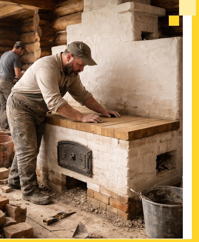 Проектирование и установка русской печи с лежанкой в Прокопьевске