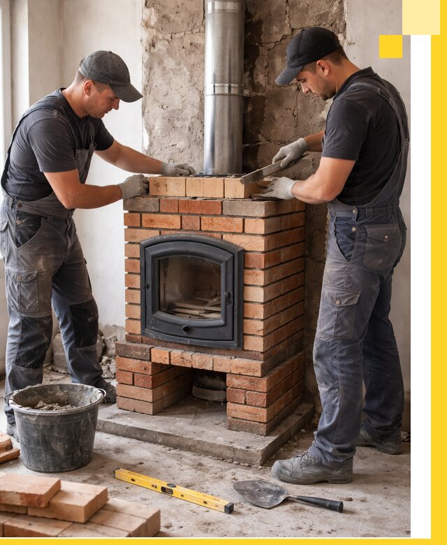 Монтаж печи камина под ключ в Прокопьевске с гарантией и пусконаладкой