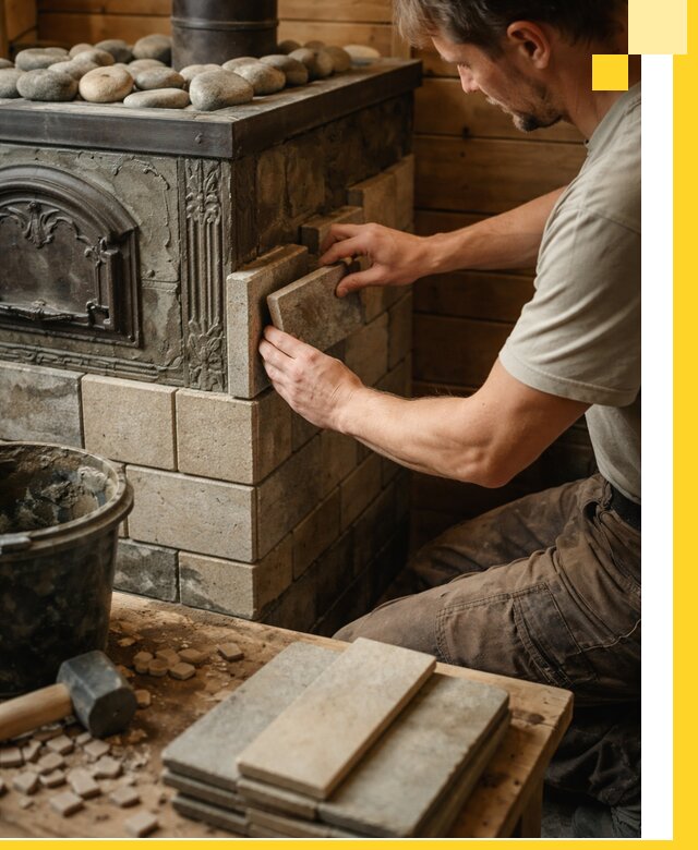 Облицовка банных печей в Прокопьевске профессиональная отделка