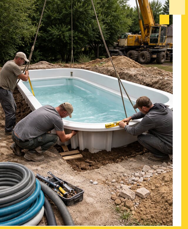 Установка и монтаж композитных бассейнов под ключ в Прокопьевске