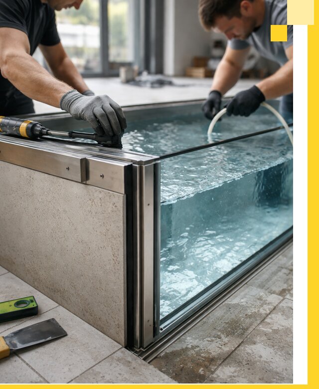 Проектирование и монтаж стеклянных бассейнов в Прокопьевске