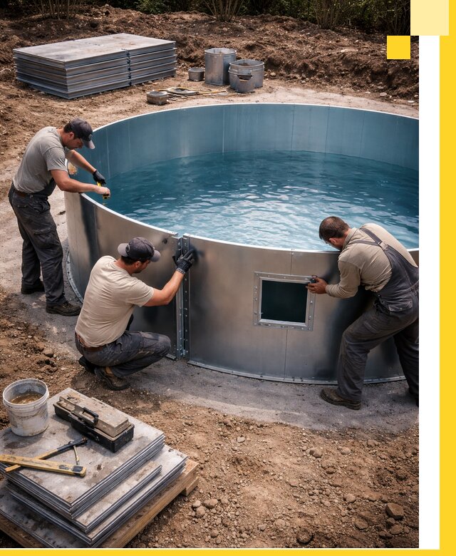 Круглые бассейны под ключ в Прокопьевске проектирование и монтаж