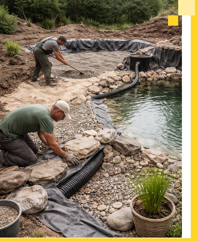 Строительство природных бассейнов и озер в Прокопьевске под ключ