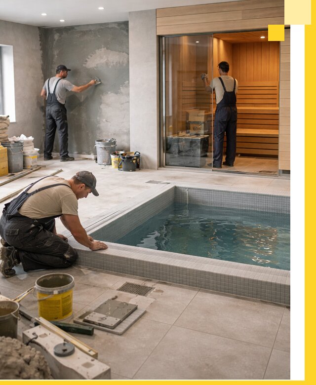 Проектирование и строительство сауны с бассейном в Прокопьевске