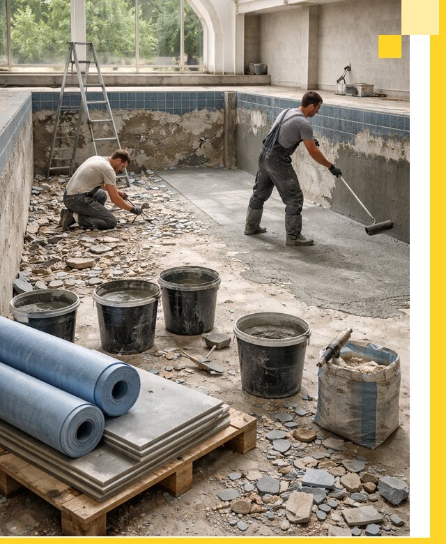 Реконструкция бассейнов в Прокопьевске: ремонт, гидроизоляция