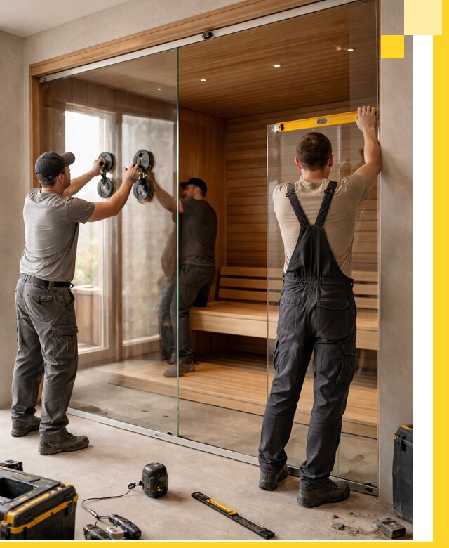 Производство и монтаж стеклянных саун под ключ в Прокопьевске