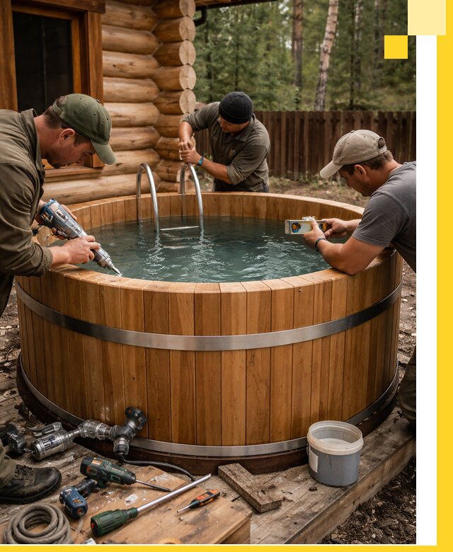 Строительство бань с купелью под ключ и отделкой в Прокопьевске