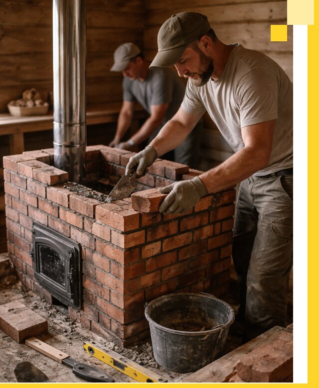 Кирпичные печи для бани под ключ в Прокопьевске, проект и монтаж