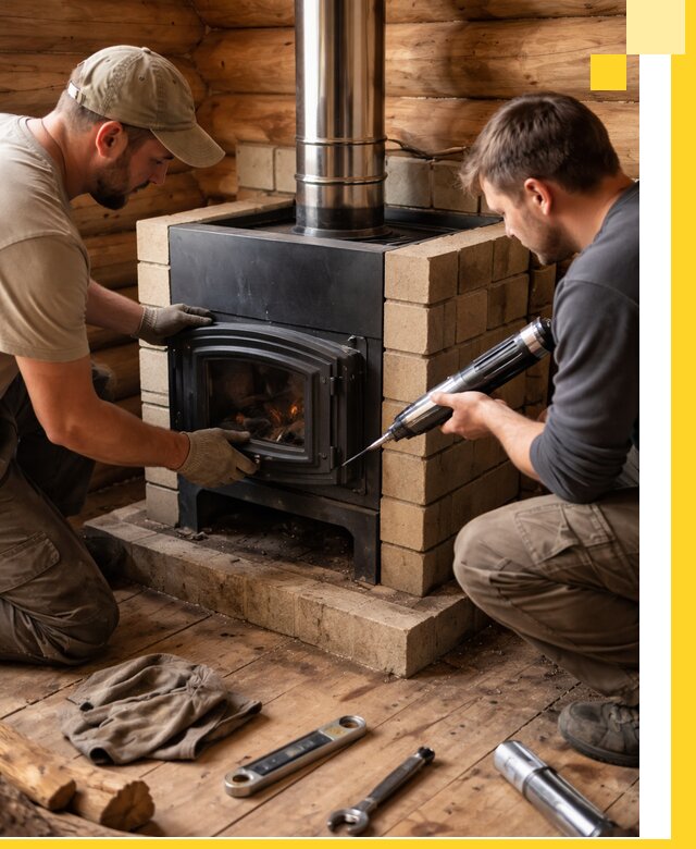 Монтаж и установка печи в бане под ключ с гарантией в Прокопьевске