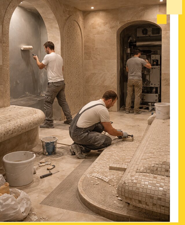 Строительство бани с хамамом и бассейном под ключ в Прокопьевске