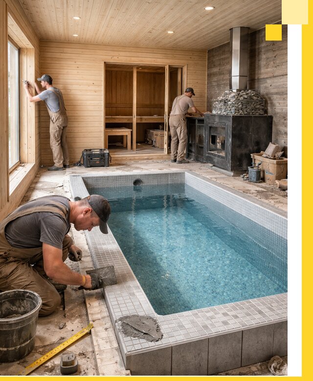 Проект бани с бассейном и сауной в Прокопьевске под ключ