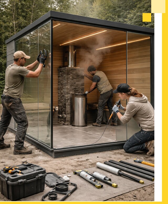 Проектирование и строительство стеклянных бань в Прокопьевске