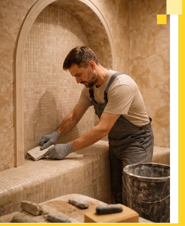 Профессиональная отделка хамамов с мозаикой под ключ в Прокопьевске