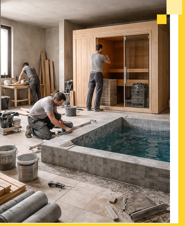 SPA зоны под ключ с бассейном сауной и печью в Прокопьевске